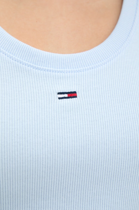 Tommy Jeans топ дамски от памук с еластан DW0DW20673 син
