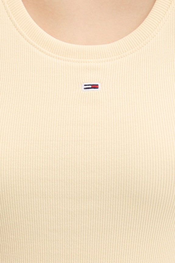 Tommy Jeans top dámský bavlněný s elastanem DW0DW20673 žlutá