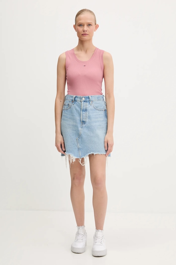 Tommy Jeans top din bumbac cu elastan DW0DW20673 portocaliu SS26
