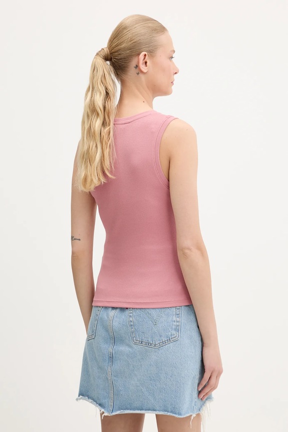 Îmbrăcăminte Tommy Jeans top din bumbac cu elastan DW0DW20673 portocaliu