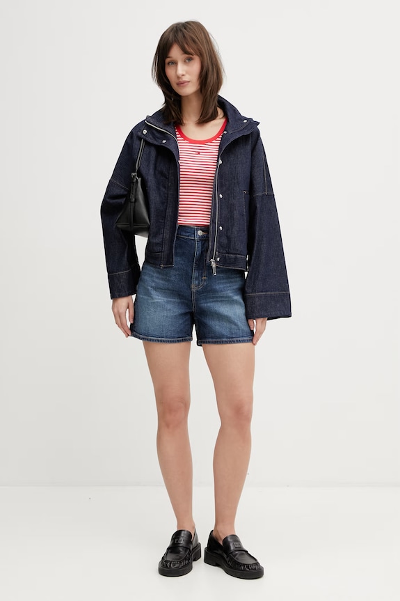 Tommy Jeans top bawełniany z elastanem DW0DW20673 czerwony SS26