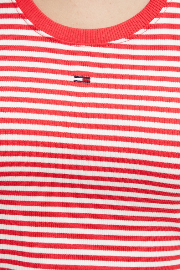 Tommy Jeans top bawełniany z elastanem DW0DW20673 czerwony