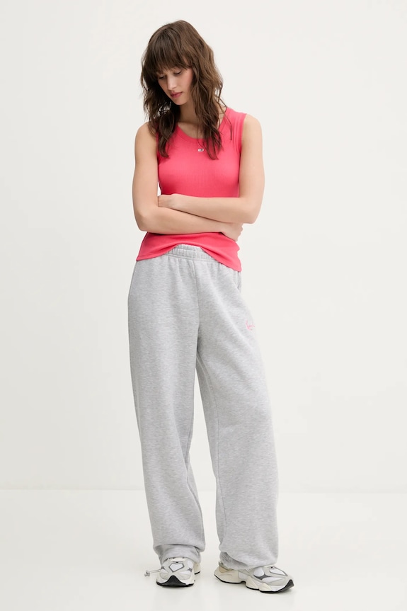 Tommy Jeans τοπ γυναικείο βαμβακερό με ελαστάν DW0DW20673 ροζ SS26