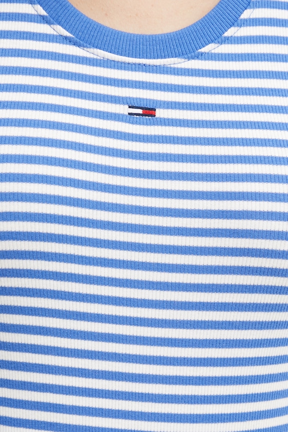 Tommy Jeans top bawełniany z elastanem DW0DW20673 niebieski