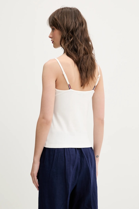 Tommy Jeans top damski bawełniany z elastanem DW0DW20675 biały SS26
