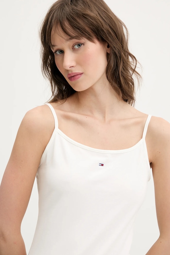 Tommy Jeans top damski bawełniany z elastanem biały DW0DW20675