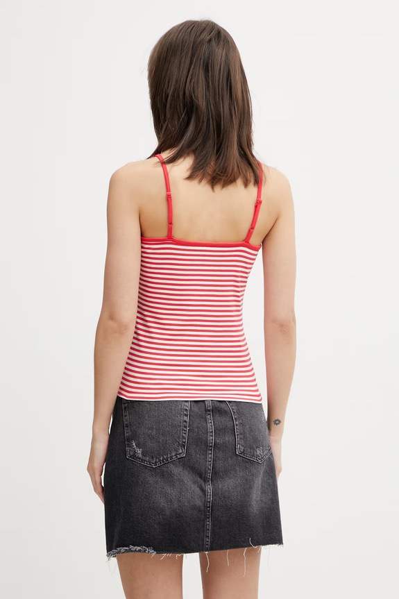 Odjeća Tommy Jeans top za žene od pamuka s elastanom DW0DW20675 crvena