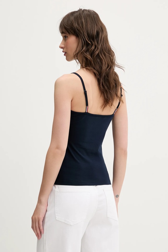 Tommy Jeans top pentru femei, din bumbac cu elastan DW0DW20675 bleumarin SS26