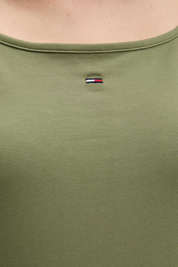 Tommy Jeans top dámský bavlněný s elastanem DW0DW20675 zelená