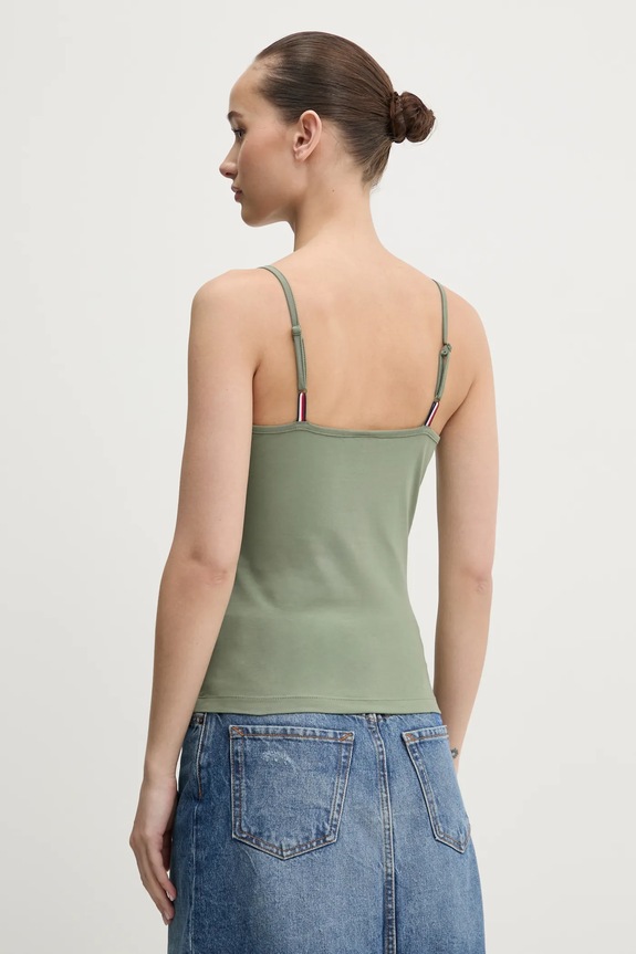 Ρούχα Tommy Jeans Τοπ γυναικείο βαμβάκι με ελαστάν DW0DW20675 πράσινο