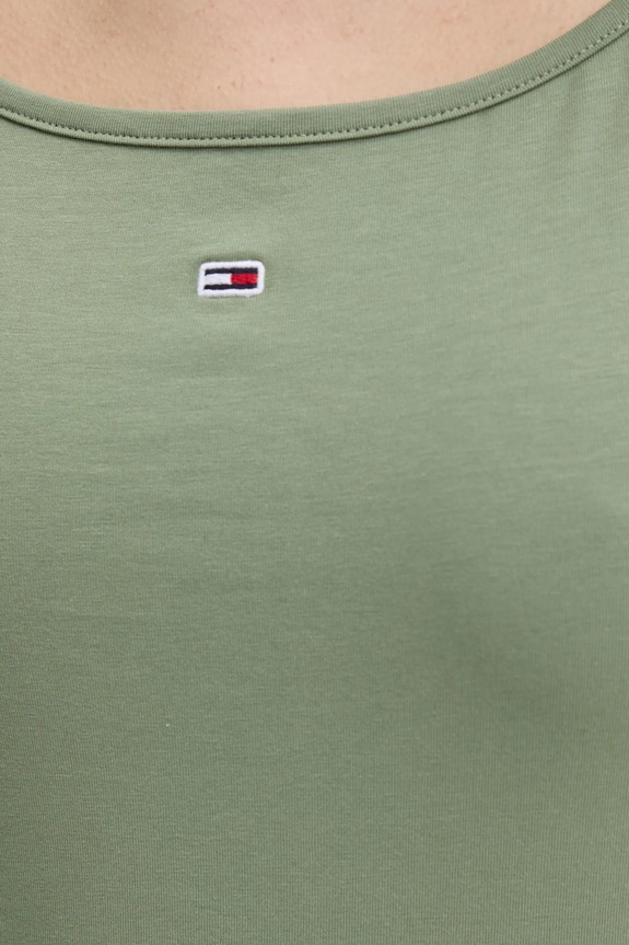 Tommy Jeans Τοπ γυναικείο βαμβάκι με ελαστάν DW0DW20675 πράσινο