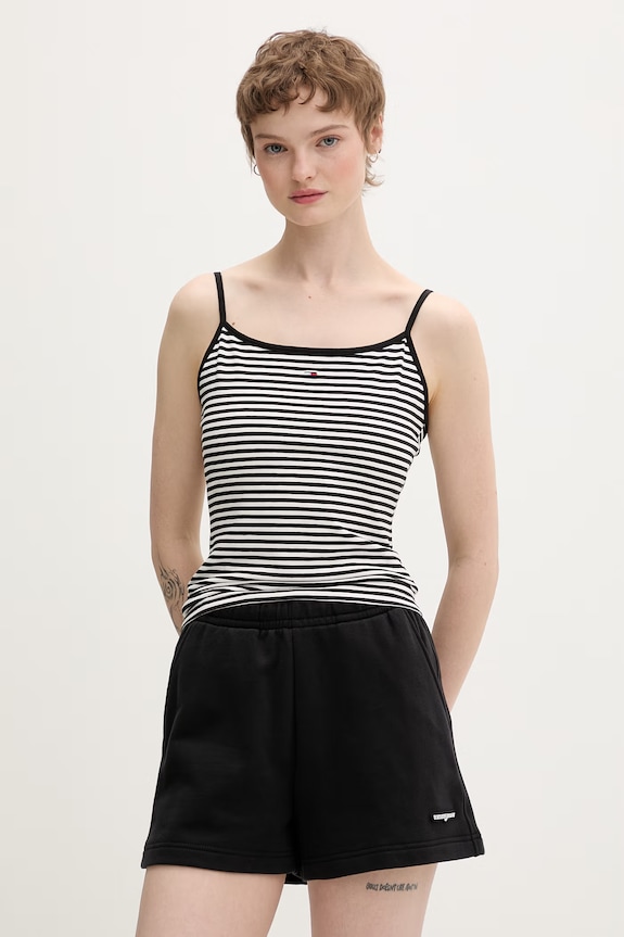 Tommy Jeans ženski top bombažen z elastanom črna DW0DW20675