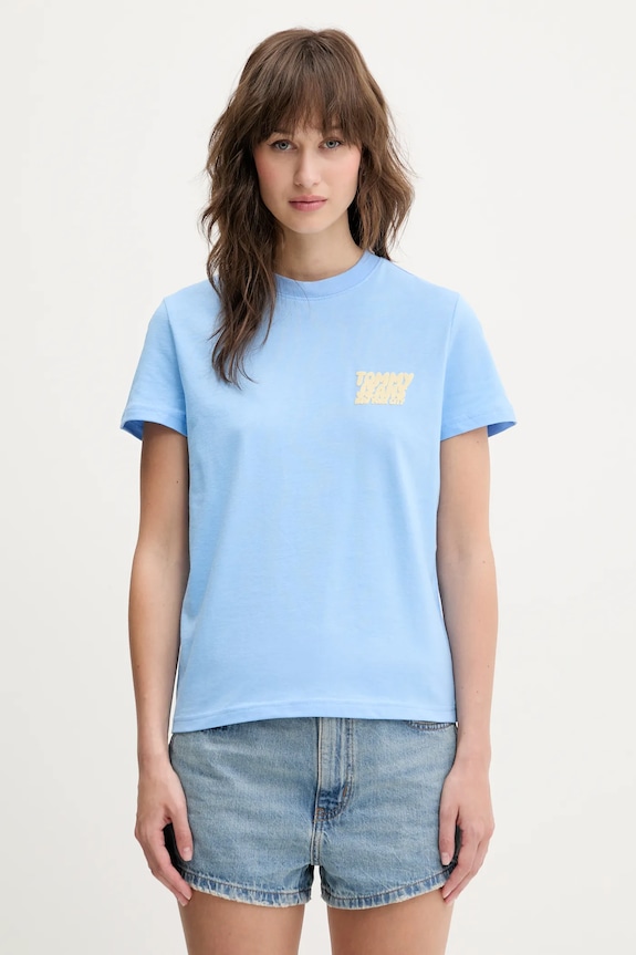 Tommy Jeans tricou din bumbac print albastru DW0DW21338