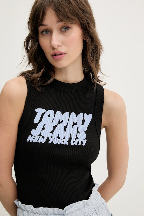 Tommy Jeans top z elastanem czarny DW0DW21339