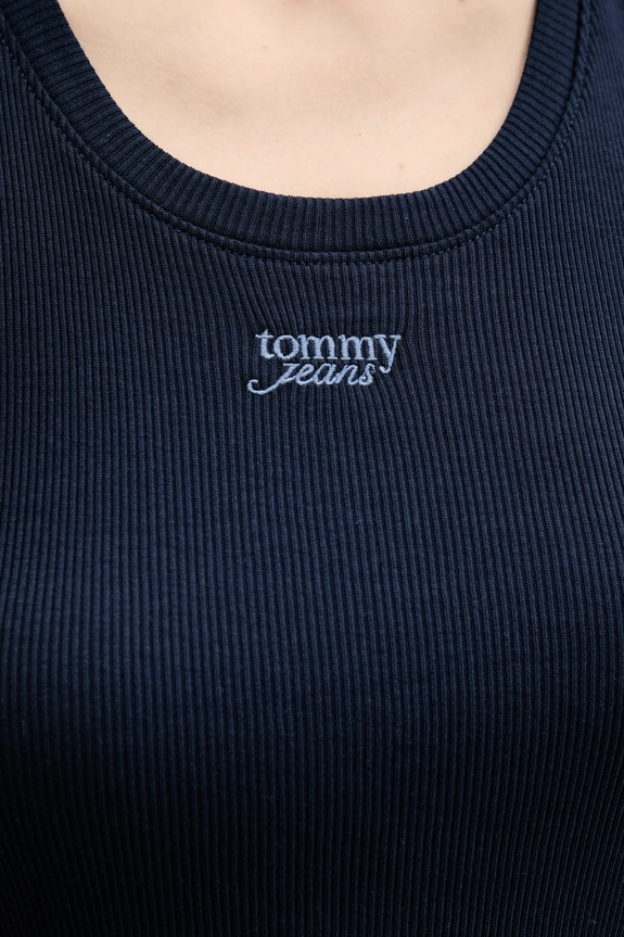 Βαμβακερό τοπ Tommy Jeans DW0DW21369 σκούρο μπλε