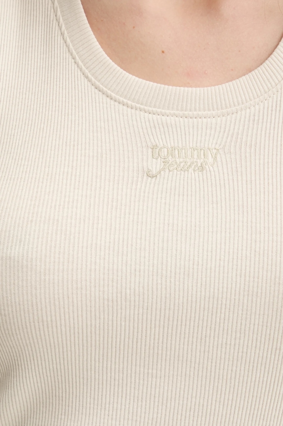 Bavlnený top Tommy Jeans DW0DW21369 béžová