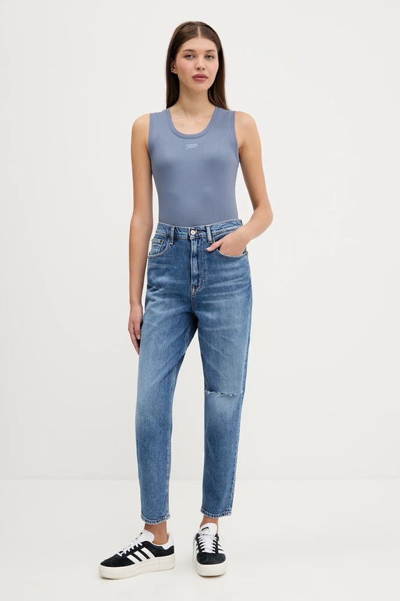 Bavlnený top Tommy Jeans DW0DW21369 modrá AW25