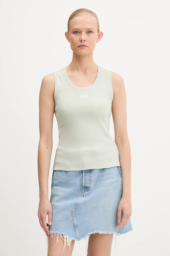Tommy Jeans pamut top pamut zöld DW0DW21369
