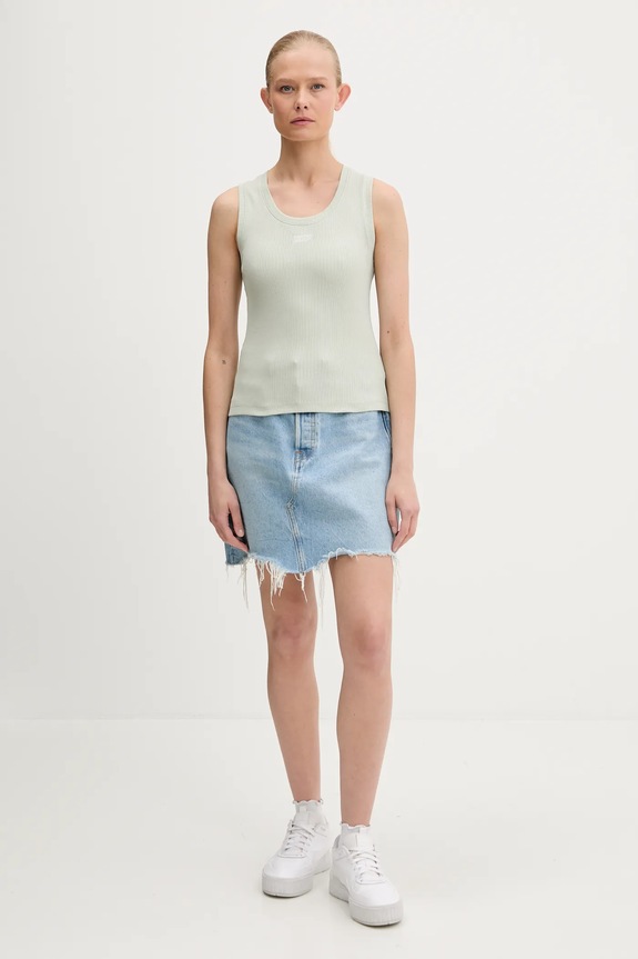 Tommy Jeans pamut top DW0DW21369 zöld AW25