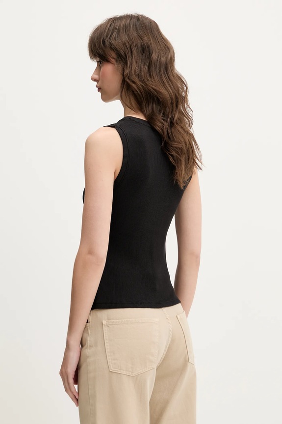 Tommy Jeans top din bumbac DW0DW21369 negru AW25