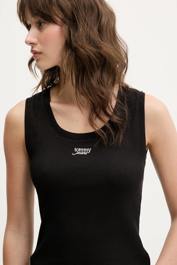 Îmbrăcăminte Tommy Jeans top din bumbac DW0DW21369 negru