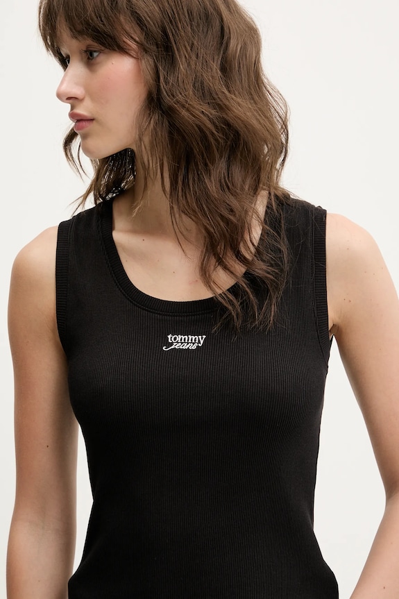 Îmbrăcăminte Tommy Jeans top din bumbac DW0DW21369 negru