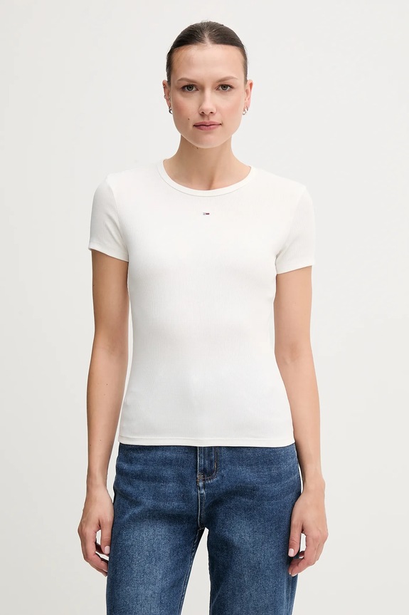 Tommy Jeans t-shirt basic damski bawełniany z elastanem 2-pack z elastanem niebieski DW0DW21430