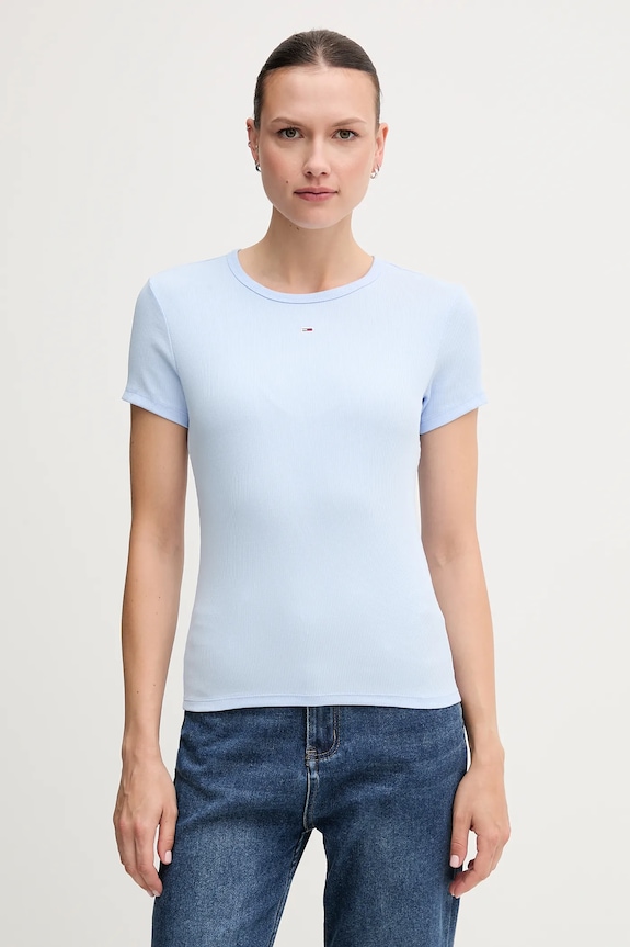 Tommy Jeans t-shirt basic damski bawełniany z elastanem 2-pack DW0DW21430 niebieski SS26