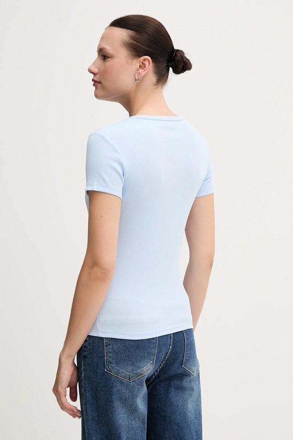 Tommy Jeans t-shirt basic damski bawełniany z elastanem 2-pack niebieski DW0DW21430
