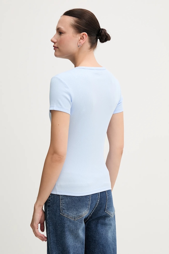 Tommy Jeans t-shirt basic damski bawełniany z elastanem 2-pack niebieski DW0DW21430