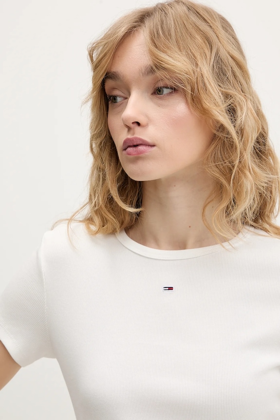 Tommy Jeans osnovna kratka majica ženska bombažna z elastanom paket 2 kosov DW0DW21430