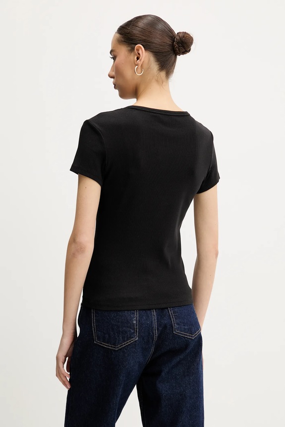 Tommy Jeans tricou basic de damă din bumbac cu elastan pachet de 2 negru DW0DW21430