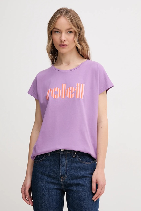 La Petite Française t-shirt bawełniany TYFANY nadruk fioletowy PFTIFANY