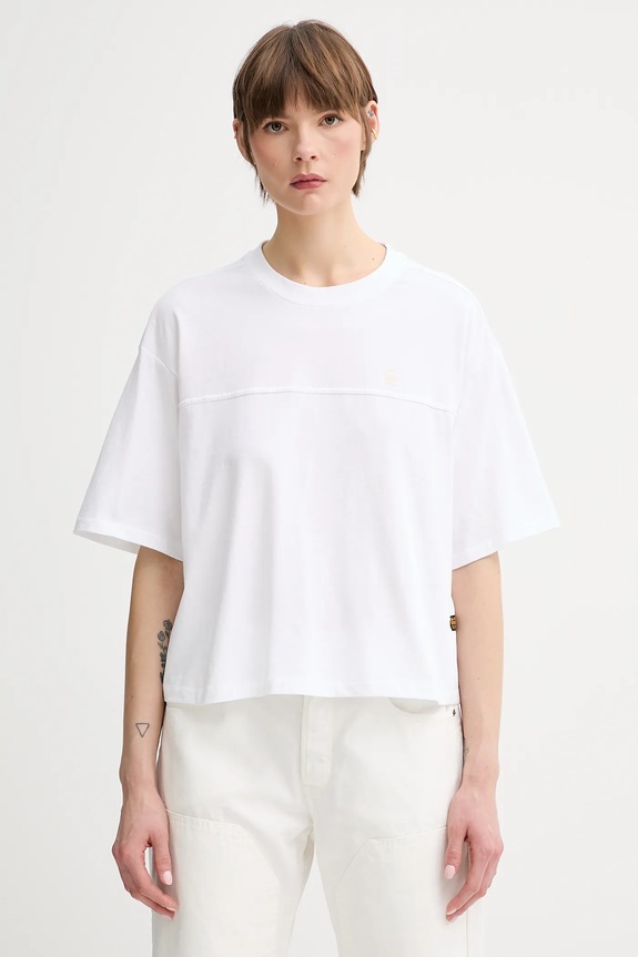 Pamučna majica G-Star bez uzorka bijela D26134.336