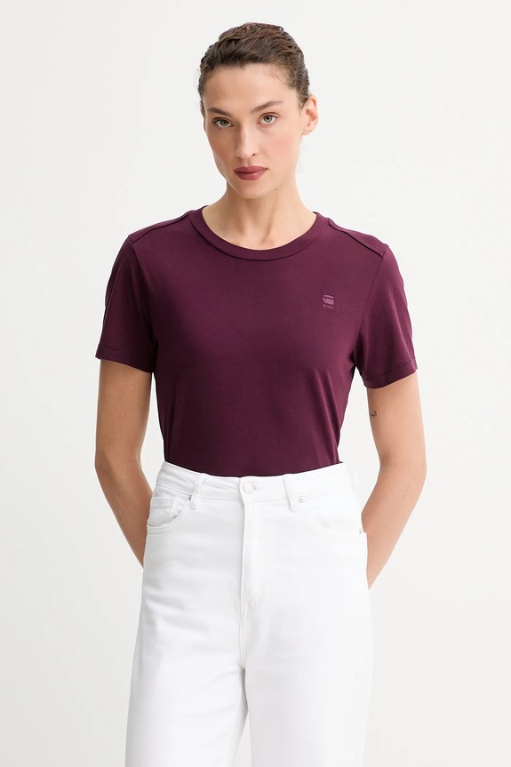 Bavlnené tričko G-Star Raw Nifous jednofarebný burgundské D26062.336