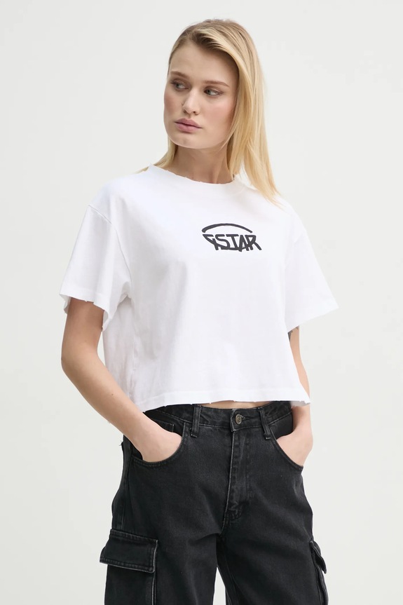 Pamučna majica G-Star bijela D26239.C336