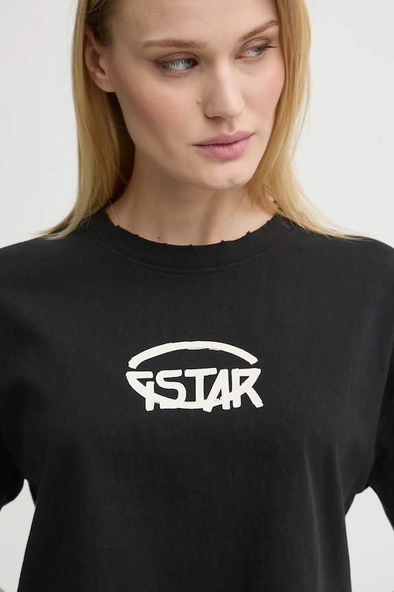 Βαμβακερό μπλουζάκι G-Star μαύρο D26239.C336