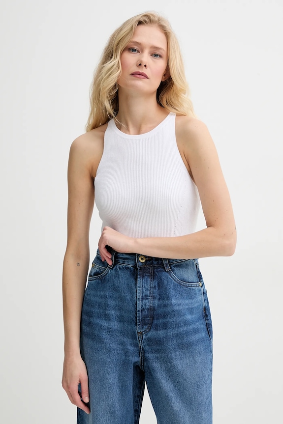 Bavlněný top Sessun slim bílá 25209017