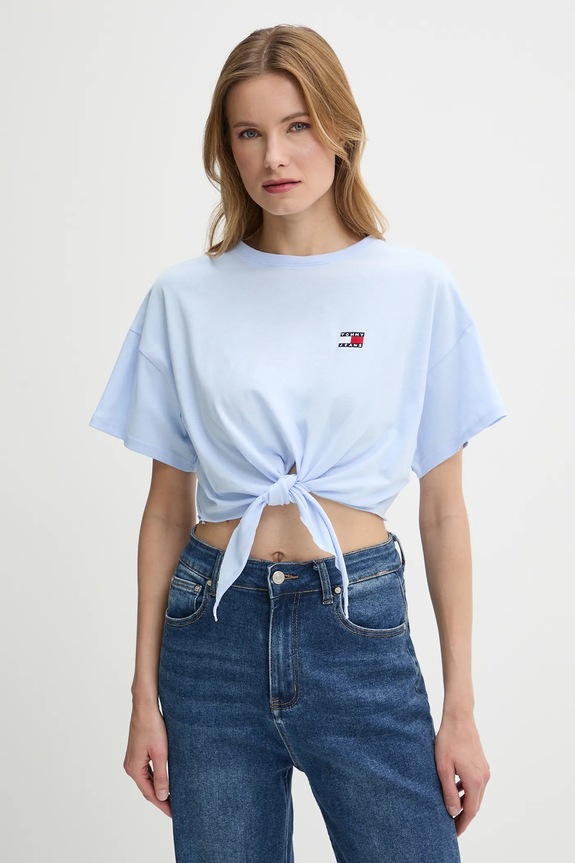 Tommy Jeans pamut póló pamut kék DW0DW20321