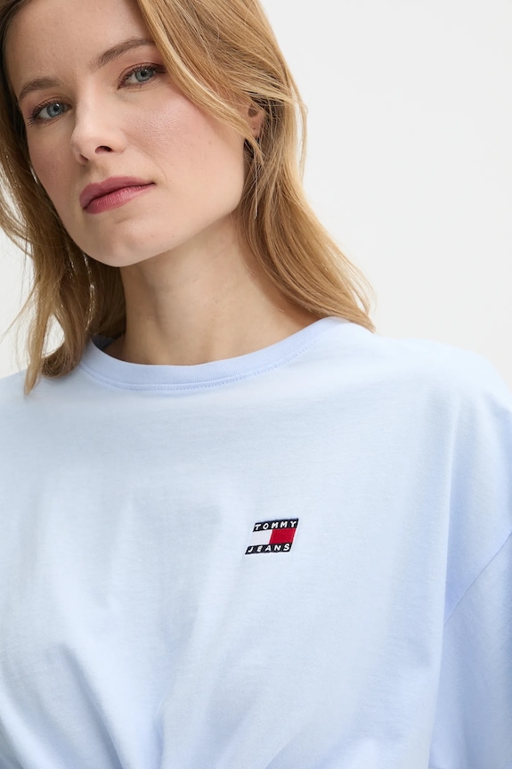 Ruházat Tommy Jeans pamut póló DW0DW20321 kék