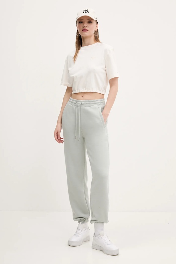Bombažna kratka majica Tommy Jeans DW0DW20324 bež SS25