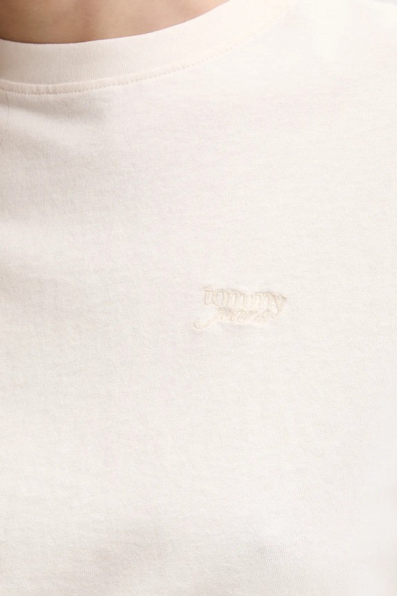 Bombažna kratka majica Tommy Jeans DW0DW20324 bež