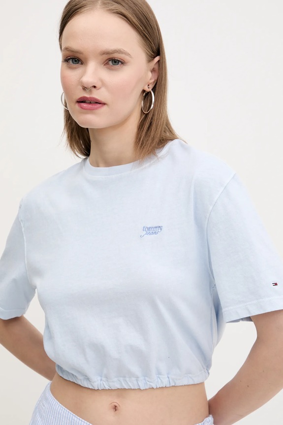 Bavlnené tričko Tommy Jeans modrá DW0DW20324