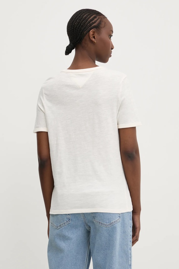 Ruházat Tommy Jeans pamut póló DW0DW20366 bézs