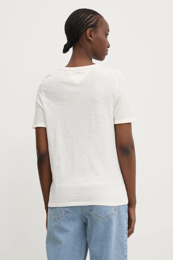 Ruházat Tommy Jeans pamut póló DW0DW20366 bézs