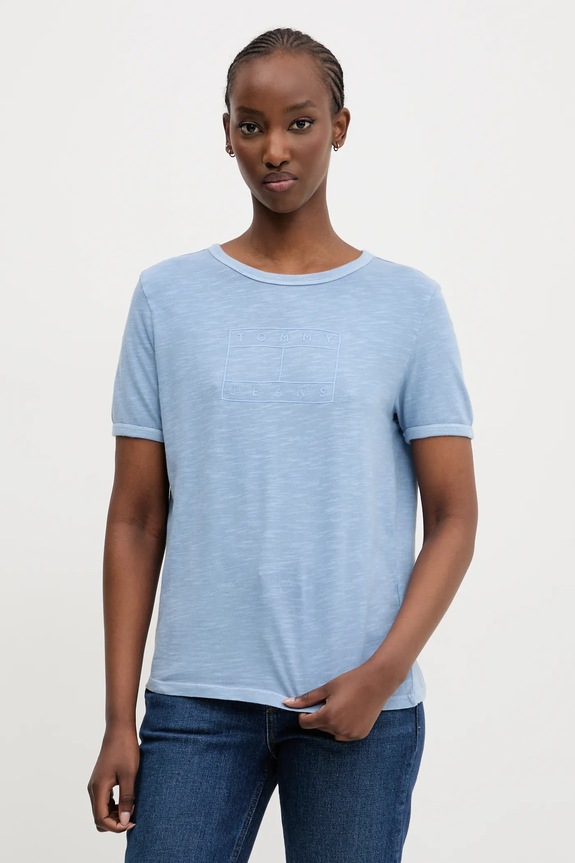Tommy Jeans t-shirt in cotone sovrastampa blu DW0DW20366