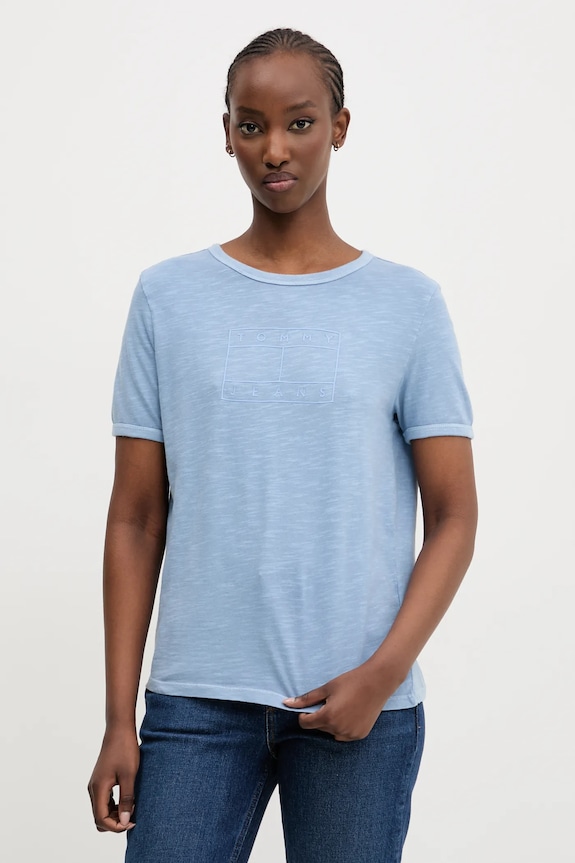 Tommy Jeans t-shirt in cotone sovrastampa blu DW0DW20366
