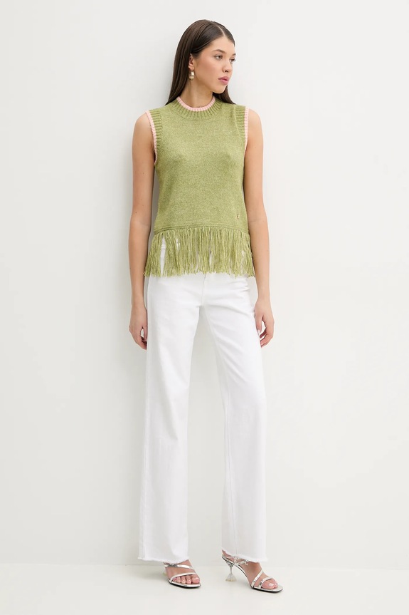 Never Fully Dressed gilè con aggiunta di lana NFDKN555 verde SS25
