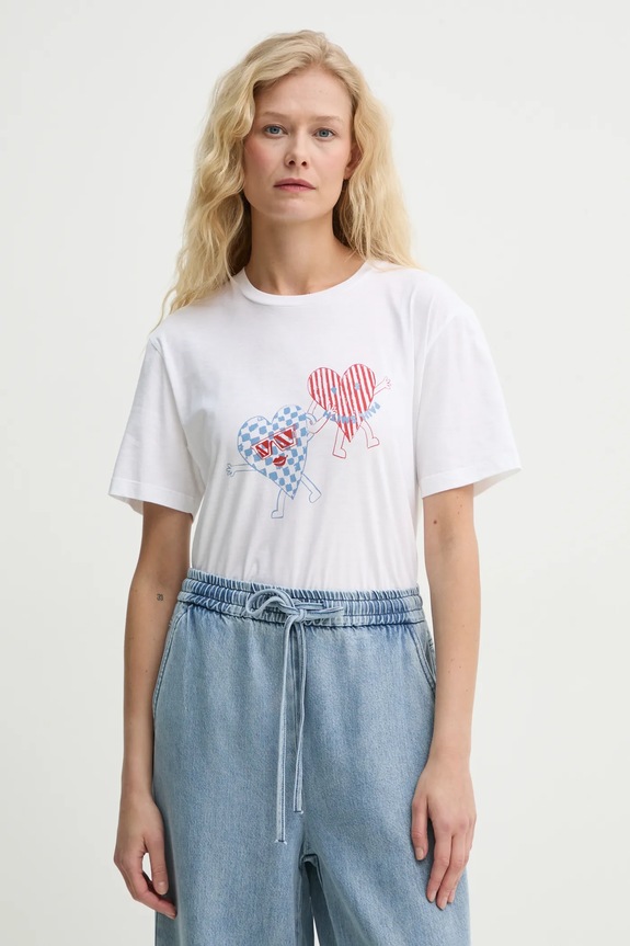 Βαμβακερό μπλουζάκι PS Paul Smith στάμπα λευκό W2R.232V.PP5094