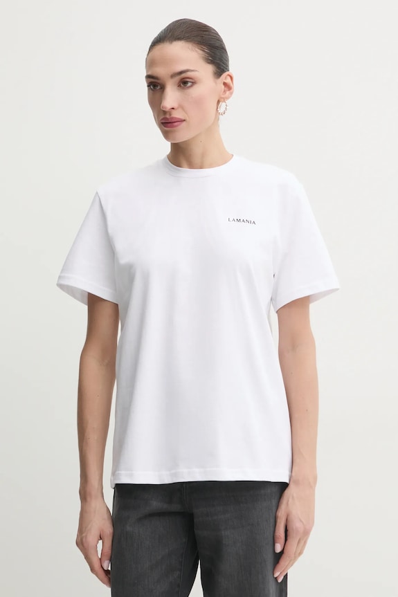 La Mania tricou din bumbac uni alb BONI.3